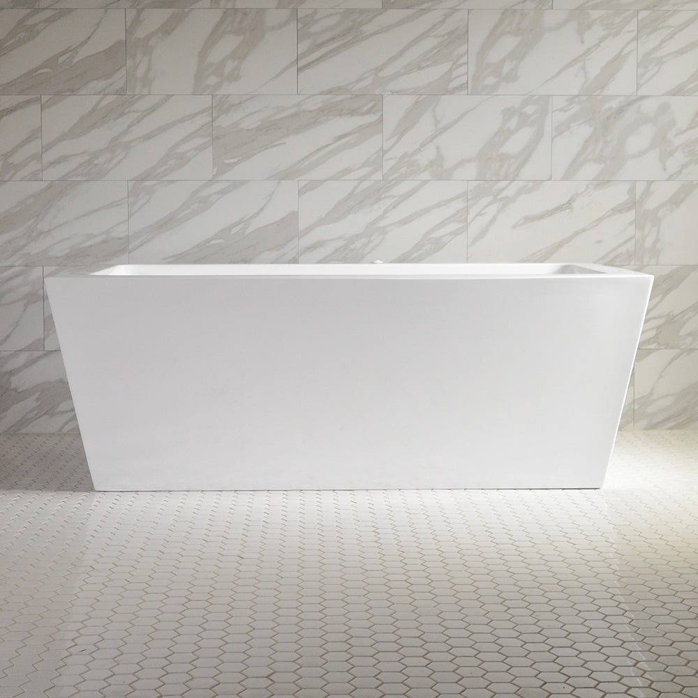 “SanSiro Asti59EAJ” 59 x 34 inch End Drain Variable Speed “Heated Air Jetted” Freestanding Acrylic Bathtub