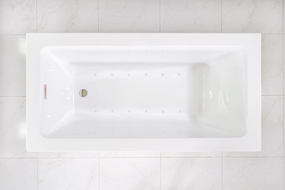 “SanSiro Asti67EAJ” 67 x 34 inch End Drain Variable Speed “Heated Air Jetted” Freestanding Acrylic Bathtub
