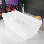 “SanSiro Asti67EHS” 67 x 34 inch End Drain Variable Speed “Water and Air Jetted” Hydro-Spa Freestanding Acrylic Bathtub with Zone Power Control