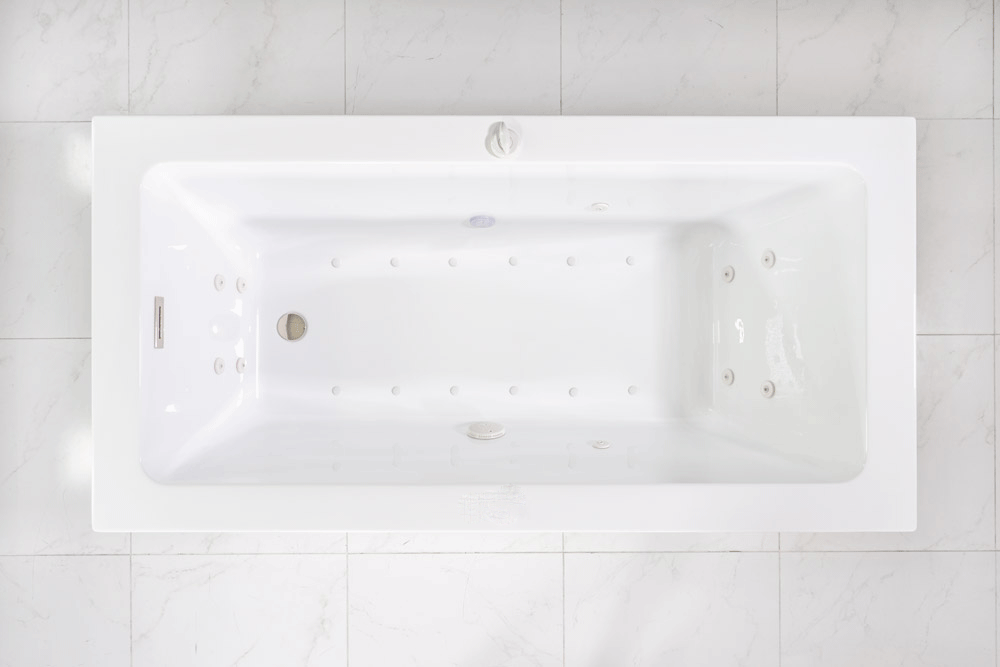 “SanSiro Asti67EHS” 67 x 34 inch End Drain Variable Speed “Water and Air Jetted” Hydro-Spa Freestanding Acrylic Bathtub with Zone Power Control