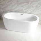 “SanSiro Augusta59CAJ” 59 x 34 inch Center Drain Variable Speed “Heated Air Jetted” Freestanding Acrylic Bathtub