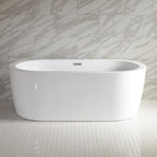 “SanSiro Augusta59CAJ” 59 x 34 inch Center Drain Variable Speed “Heated Air Jetted” Freestanding Acrylic Bathtub