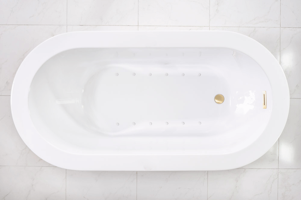 “SanSiro Augusta59EAJ” 59 x 34 inch End Drain Variable Speed “Heated Air Jetted” Freestanding Acrylic Bathtub