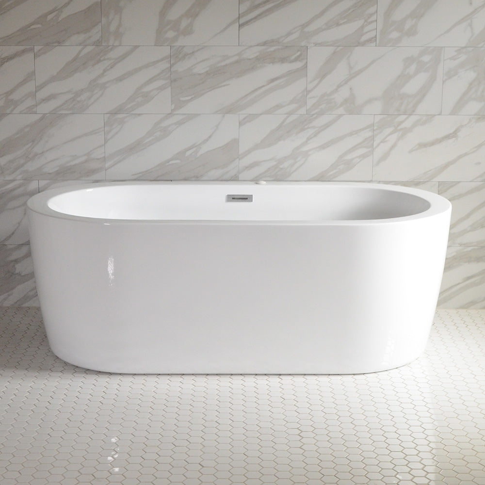 “SanSiro Augusta67CAJ” 67 x 34 inch Center Drain Variable Speed “Heated Air Jetted” Freestanding Acrylic Bathtub