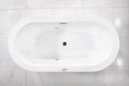 “SanSiro Augusta67CHS” 67 x 34 inch Center Drain Variable Speed “Water and Air Jetted” Hydro-Spa Freestanding Acrylic Bathtub with Zone Power Control
