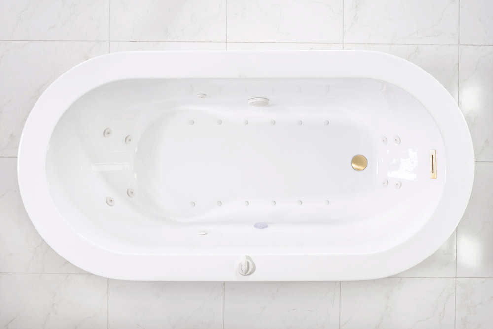“SanSiro Augusta67EHS” 67 x 34 inch End Drain Variable Speed “Water and Air Jetted” Hydro-Spa Freestanding Acrylic Bathtub with Zone Power Control