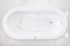 “SanSiro Augusta67EHS” 67 x 34 inch End Drain Variable Speed “Water and Air Jetted” Hydro-Spa Freestanding Acrylic Bathtub with Zone Power Control