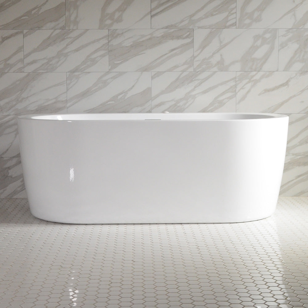 “SanSiro Augusta71CAJ” 71 x 34 inch Center Drain Variable Speed “Heated Air Jetted” Freestanding Acrylic Bathtub