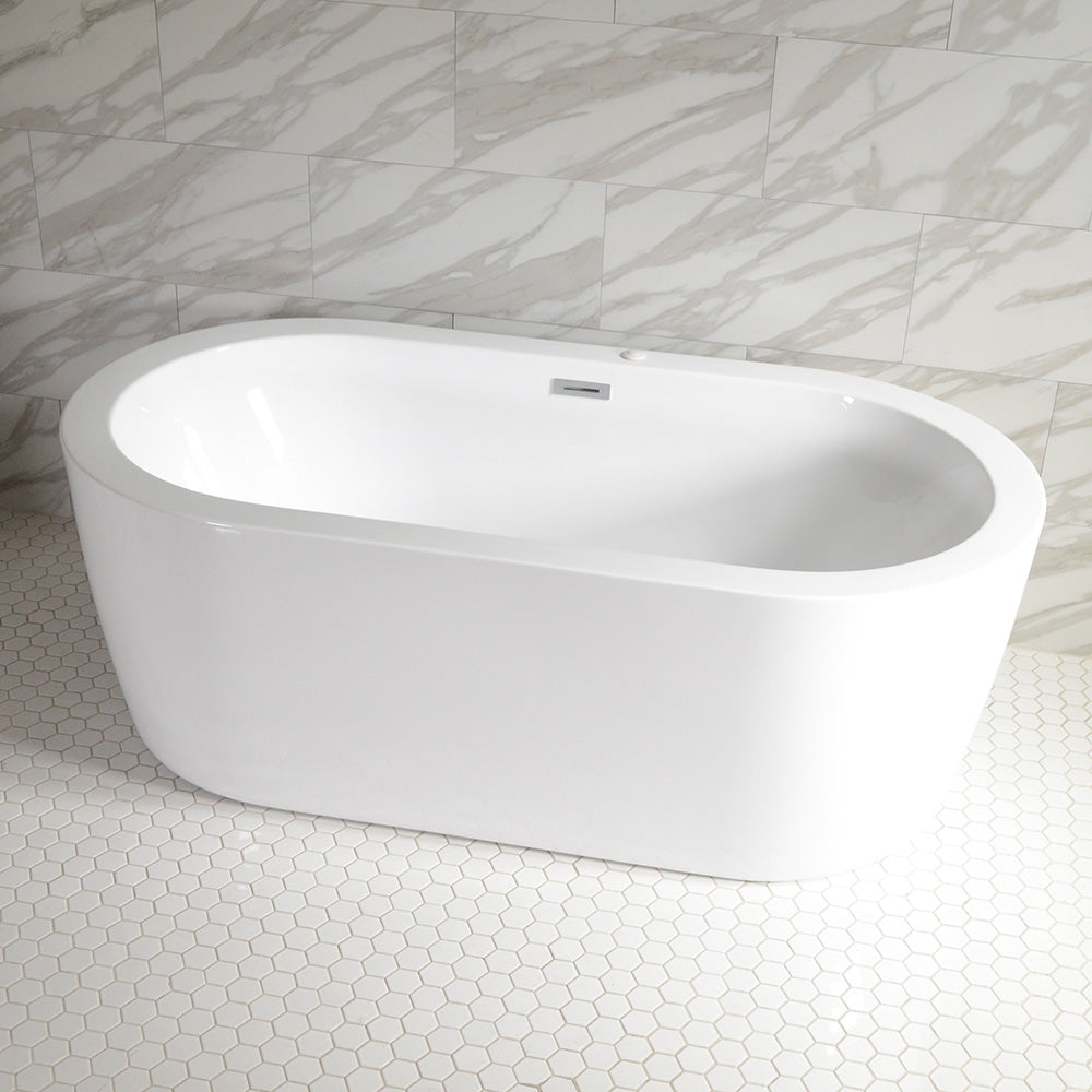 “SanSiro Augusta71CAJ” 71 x 34 inch Center Drain Variable Speed “Heated Air Jetted” Freestanding Acrylic Bathtub