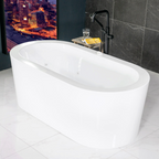 “SanSiro Augusta67CWJ” 67 x 34 inch Center Drain Variable Speed “Water Jetted” Freestanding Acrylic Bathtub with Zone Power Control