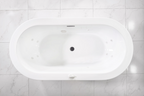 “SanSiro Augusta67CWJ” 67 x 34 inch Center Drain Variable Speed “Water Jetted” Freestanding Acrylic Bathtub with Zone Power Control