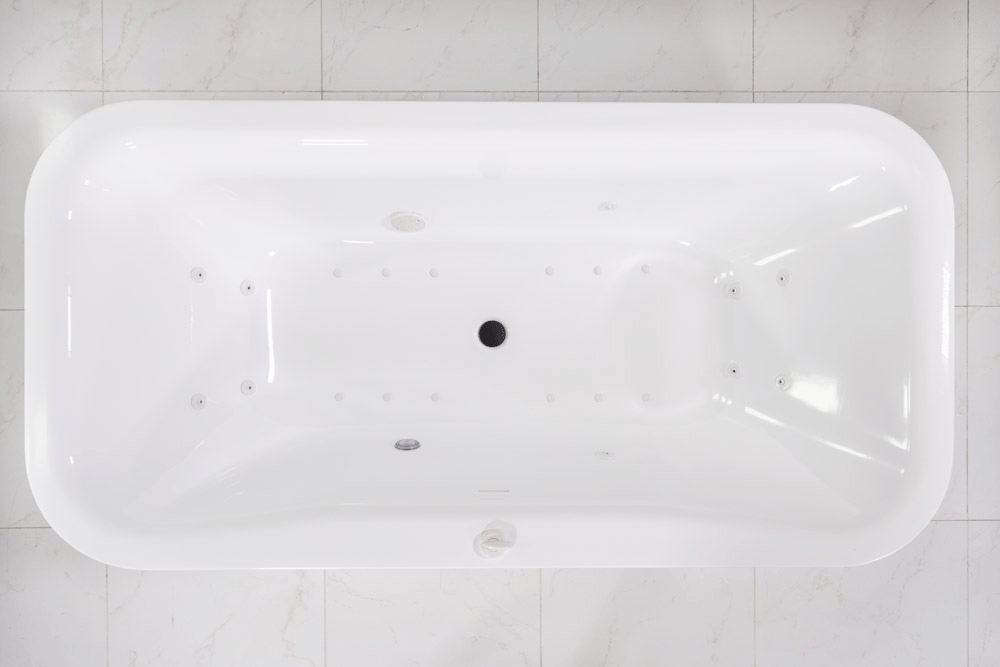 “SanSiro Eclipse79CHS” 78.5 x 39.5 inch Center Drain Variable Speed “Water and Air Jetted” Hydro-Spa Freestanding Acrylic Bathtub with Zone Power Control