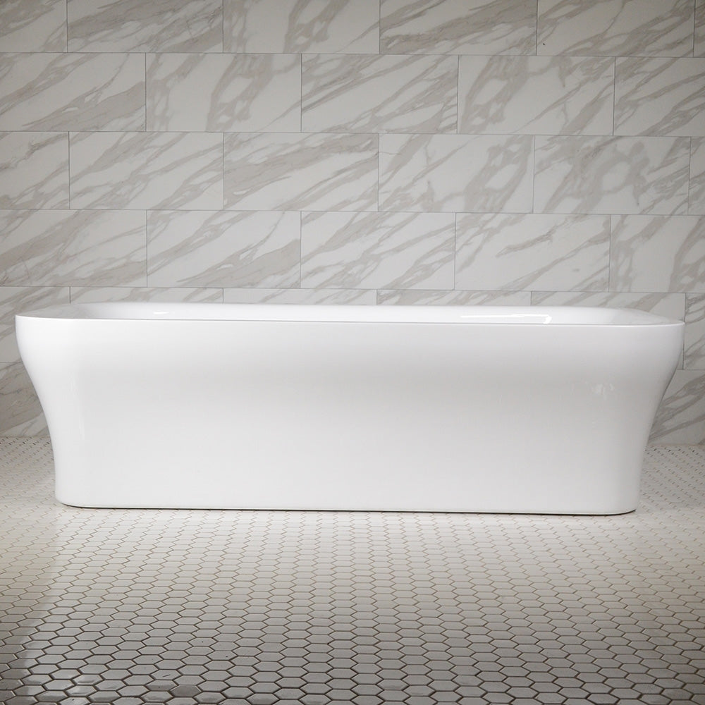 “SanSiro Eclipse79CWJ” 78.5 x 39.5 inch Center Drain Variable Speed “Water Jetted” Freestanding Acrylic Bathtub with Zone Power Control