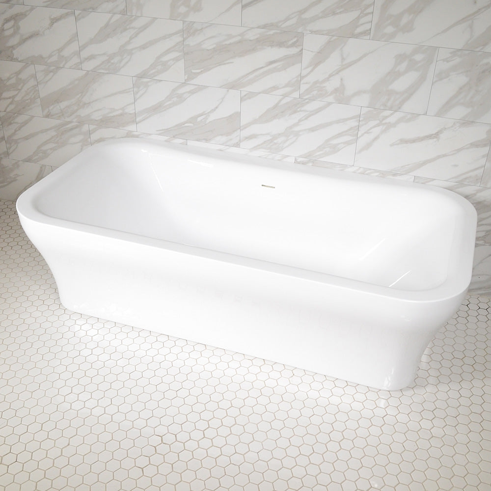 “SanSiro Eclipse79CWJ” 78.5 x 39.5 inch Center Drain Variable Speed “Water Jetted” Freestanding Acrylic Bathtub with Zone Power Control