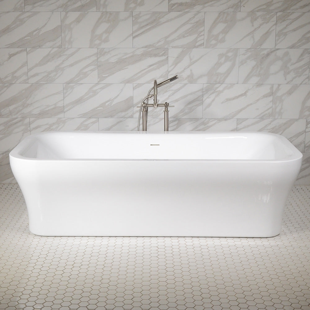 “SanSiro Eclipse79CWJ” 78.5 x 39.5 inch Center Drain Variable Speed “Water Jetted” Freestanding Acrylic Bathtub with Zone Power Control