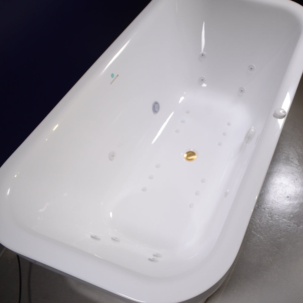 “SanSiro Eclipse-SM67CHS” 67 x 35 inch Center Drain with Variable Speed “Water and Air Jetted” Hydro-Spa Freestanding Acrylic Bathtub