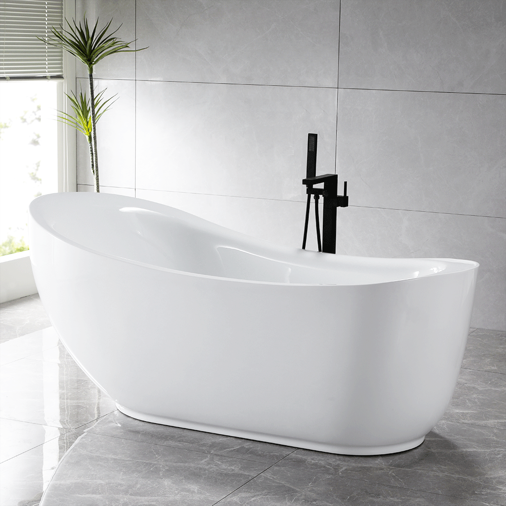 “SanSiro Feronia71EAJ” 71 x 35 inch End Drain Variable Speed “Heated Air Jetted” Freestanding Acrylic Bathtub