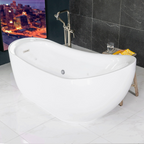 “SanSiro Feronia71EHS” 71 x 35 inch End Drain Variable Speed “Water and Air Jetted” Hydro-Spa Freestanding Acrylic Bathtub with Zone Power Control