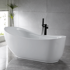 “SanSiro Feronia71EHS” 71 x 35 inch End Drain Variable Speed “Water and Air Jetted” Hydro-Spa Freestanding Acrylic Bathtub with Zone Power Control