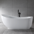 “SanSiro Feronia71EHS” 71 x 35 inch End Drain Variable Speed “Water and Air Jetted” Hydro-Spa Freestanding Acrylic Bathtub with Zone Power Control
