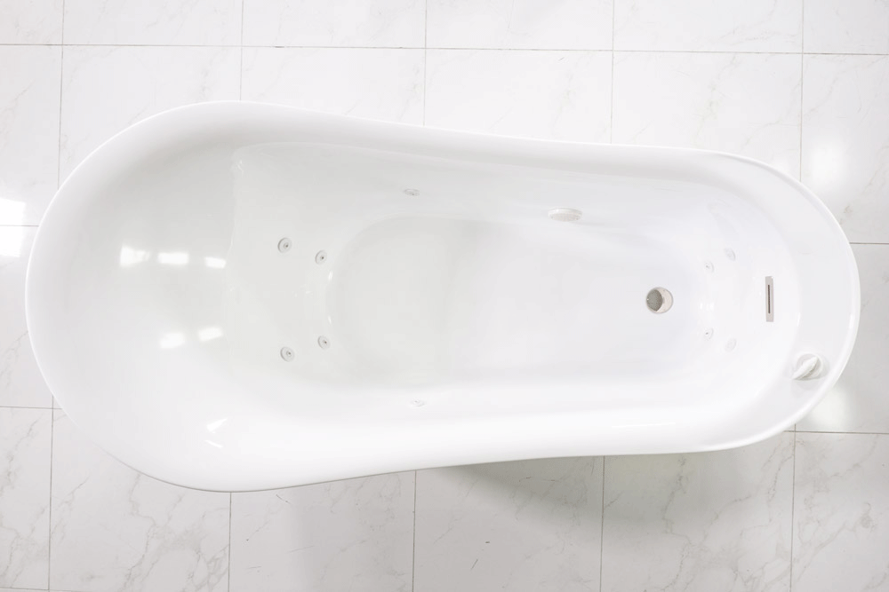 “SanSiro Feronia71EWJ” 71 x 35 inch End Drain Variable Speed “Water Jetted” Freestanding Acrylic Bathtub with Zone Power Control