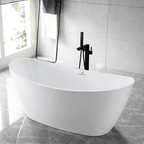 “SanSiro Genoa67CAJ” 67 x 32 inch Center Drain Variable Speed “Heated Air Jetted” Freestanding Acrylic Bathtub