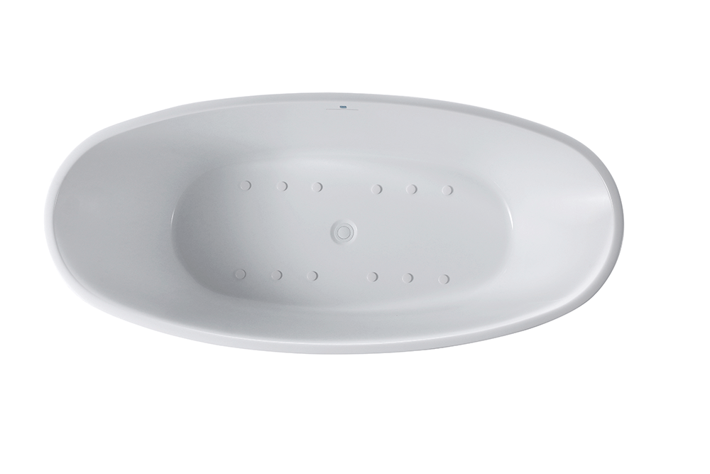 “SanSiro Genoa67CAJ” 67 x 32 inch Center Drain Variable Speed “Heated Air Jetted” Freestanding Acrylic Bathtub