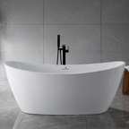 “SanSiro Genoa59CAJ” 59 x 31 inch Center Drain Variable Speed “Heated Air Jetted” Freestanding Acrylic Bathtub