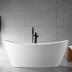 “SanSiro Genoa67CAJ” 67 x 32 inch Center Drain Variable Speed “Heated Air Jetted” Freestanding Acrylic Bathtub