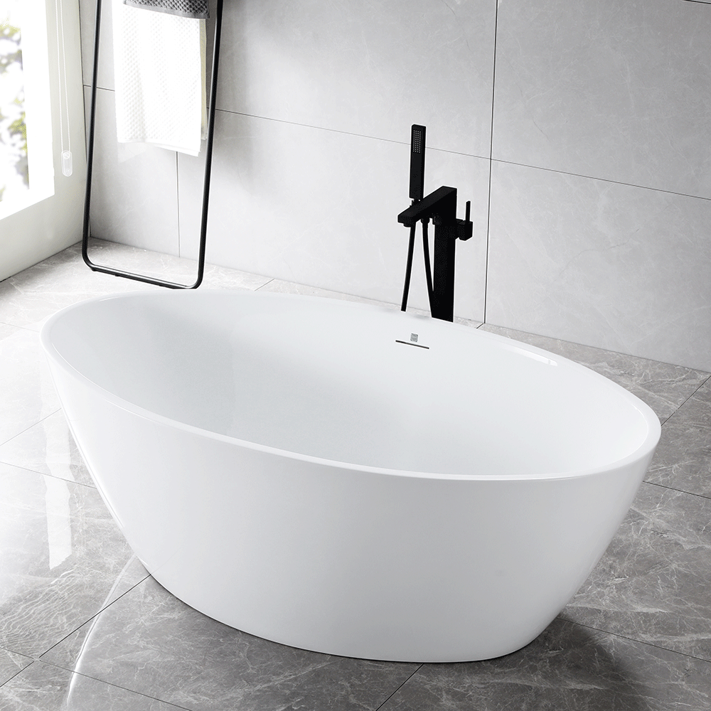 “SanSiro Lorium65CAJ” 65 x 36 inch Center Drain Variable Speed “Heated Air Jetted” Freestanding Acrylic Bathtub