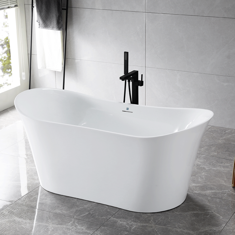 “SanSiro Luca67CAJ” 67 x 31 inch Center Drain Variable Speed “Heated Air Jetted” Freestanding Acrylic Bathtub