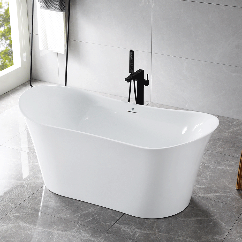 “SanSiro Luca67CAJ” 67 x 31 inch Center Drain Variable Speed “Heated Air Jetted” Freestanding Acrylic Bathtub