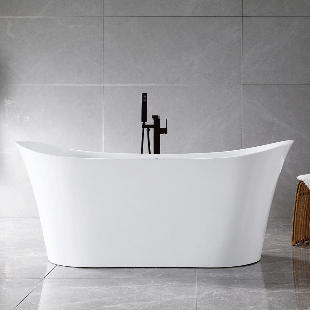 “SanSiro Luca67CAJ” 67 x 31 inch Center Drain Variable Speed “Heated Air Jetted” Freestanding Acrylic Bathtub