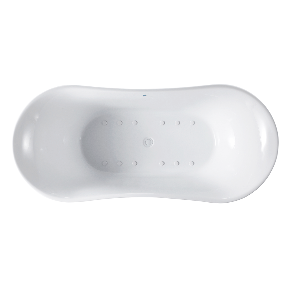 “SanSiro Luca67CAJ” 67 x 31 inch Center Drain Variable Speed “Heated Air Jetted” Freestanding Acrylic Bathtub