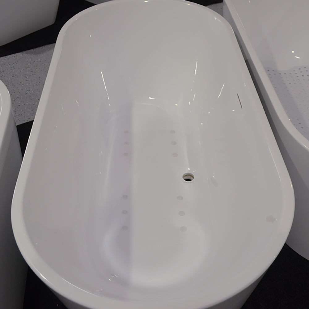 “SanSiro Napoli59CAJ” 59 x 30 inch Center Back Drain Variable Speed “Heated Air Jetted” Freestanding Acrylic Bathtub