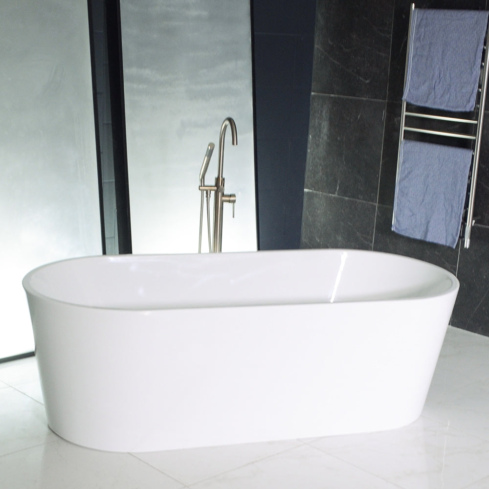 “SanSiro Napoli63CAJ” 63 x 30 inch Center Back Drain Variable Speed “Heated Air Jetted” Freestanding Acrylic Bathtub