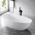 “SanSiro Palermo71CAJ” 71 x 35.5 inch Center Drain Variable Speed “Heated Air Jetted” Freestanding Acrylic Bathtub