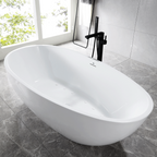 “SanSiro Palermo71CAJ” 71 x 35.5 inch Center Drain Variable Speed “Heated Air Jetted” Freestanding Acrylic Bathtub