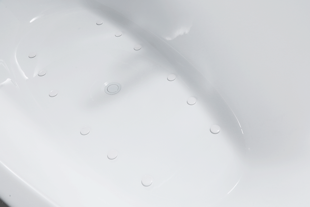 “SanSiro Palermo71CAJ” 71 x 35.5 inch Center Drain Variable Speed “Heated Air Jetted” Freestanding Acrylic Bathtub