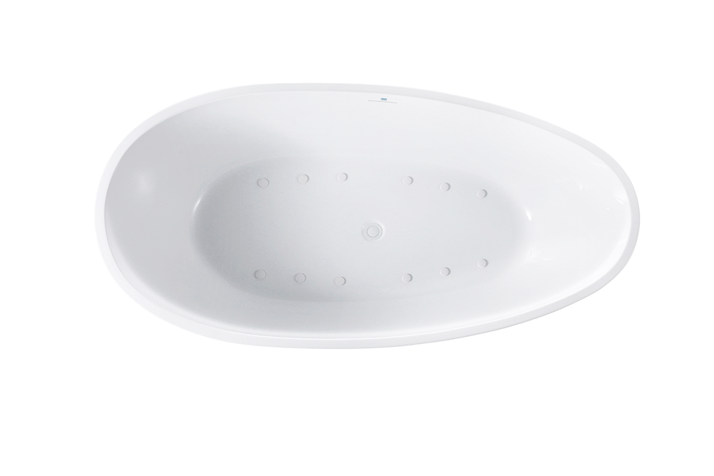 “SanSiro Palermo71CAJ” 71 x 35.5 inch Center Drain Variable Speed “Heated Air Jetted” Freestanding Acrylic Bathtub