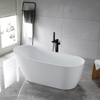 “SanSiro Roma59EAJ” 59 x 29.5 inch End Drain Variable Speed “Heated Air Jetted” Freestanding Acrylic Bathtub