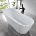 “SanSiro Roma59EAJ” 59 x 29.5 inch End Drain Variable Speed “Heated Air Jetted” Freestanding Acrylic Bathtub