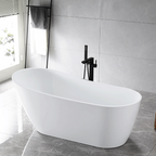 “SanSiro Roma67EAJ” 67 x 31.5 inch End Drain Variable Speed “Heated Air Jetted” Freestanding Acrylic Bathtub