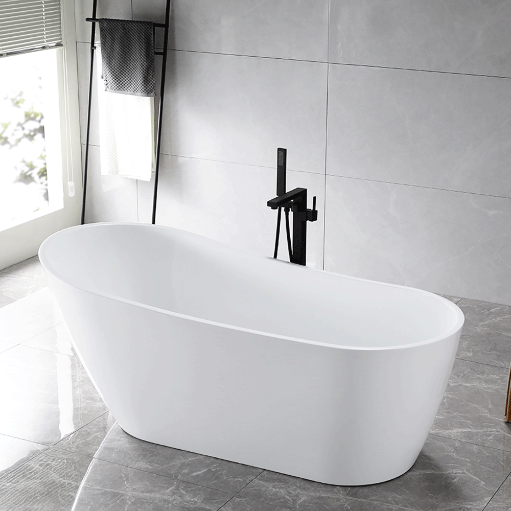 “SanSiro Roma67EAJ” 67 x 31.5 inch End Drain Variable Speed “Heated Air Jetted” Freestanding Acrylic Bathtub