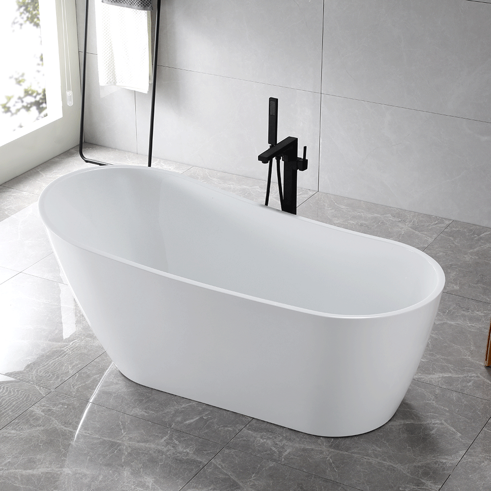 “SanSiro Roma67EAJ” 67 x 31.5 inch End Drain Variable Speed “Heated Air Jetted” Freestanding Acrylic Bathtub
