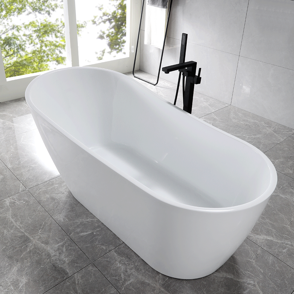 “SanSiro Roma67EAJ” 67 x 31.5 inch End Drain Variable Speed “Heated Air Jetted” Freestanding Acrylic Bathtub