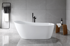 “SanSiro Roma67EAJ” 67 x 31.5 inch End Drain Variable Speed “Heated Air Jetted” Freestanding Acrylic Bathtub