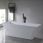 “SanSiro Sandava59CAJ” 59 x 29.5 inch Center Drain Variable Speed “Heated Air Jetted” Freestanding Acrylic Bathtub