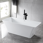 “SanSiro Sandava67CAJ” 67 x 29.5 inch Center Drain Variable Speed “Heated Air Jetted” Freestanding Acrylic Bathtub