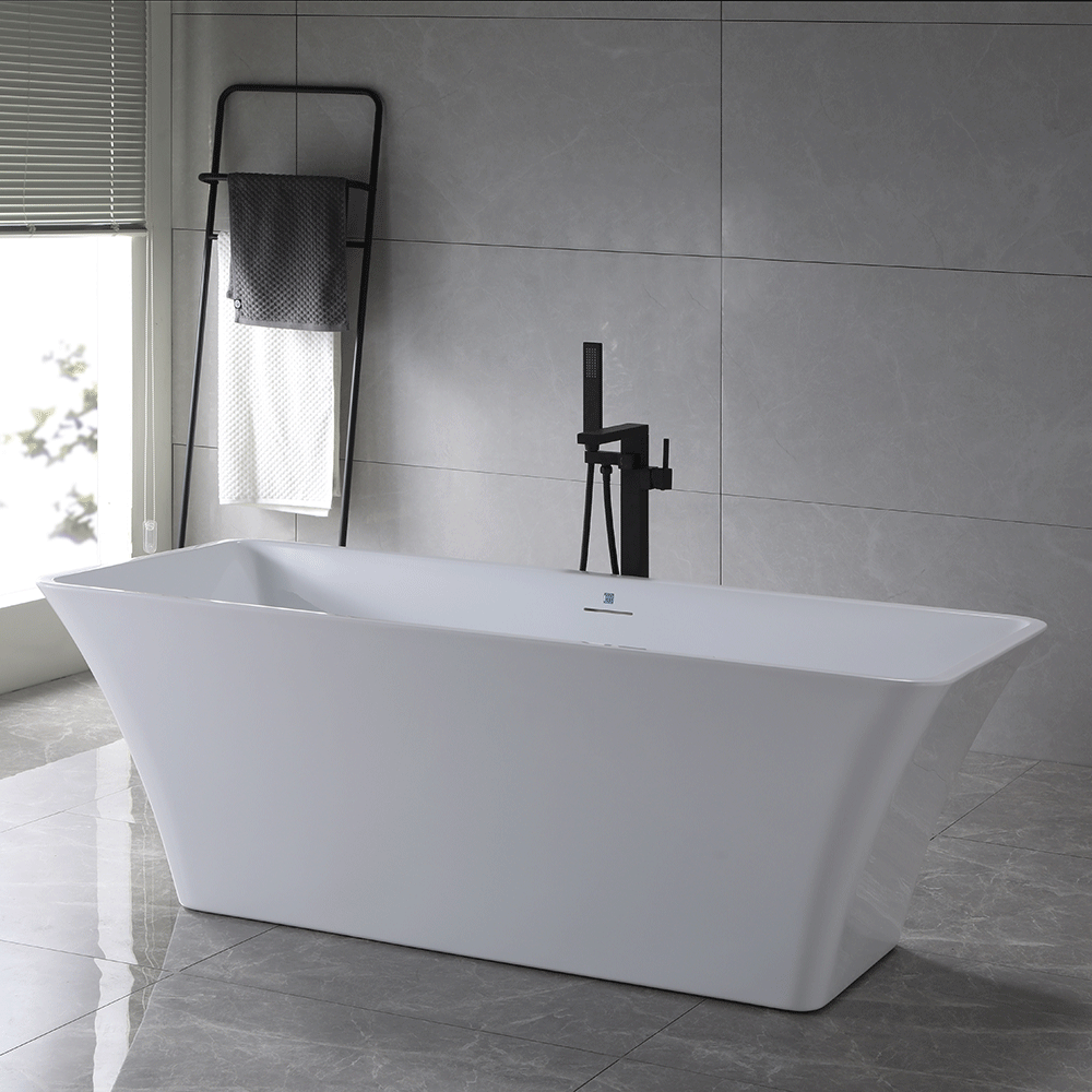 “SanSiro Sandava67CAJ” 67 x 29.5 inch Center Drain Variable Speed “Heated Air Jetted” Freestanding Acrylic Bathtub